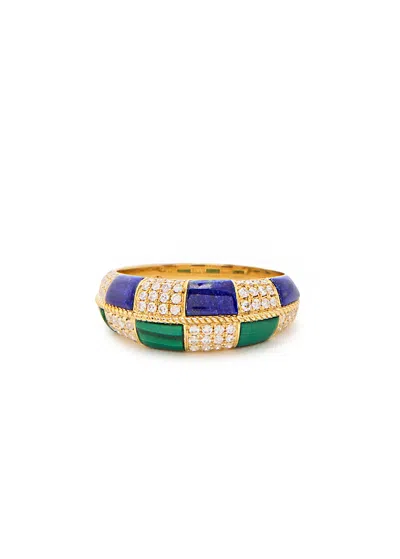 Yvonne Léon Yvonne Leon Alliance Damier Diamond-embellished 9kt Gold Ring In Multi