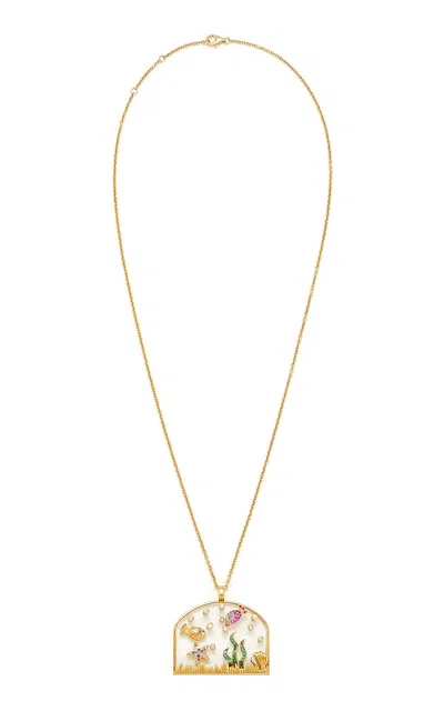 Yvonne Léon Aquarium 9k Yellow Gold Multi-stone Pendant
