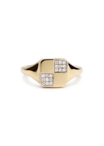 Yvonne Léon Yvonne Leon Baby Chevaliere Damier 9kt Gold Pink Ring