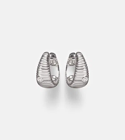 Yvonne Léon Berlingot Nano 9kt White Gold Hoop Earrings With Diamonds In Metallic