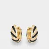 Yvonne Léon Black Enamel Torsade Hoops In Gold