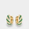 Yvonne Léon Yvonne Leon Black Enamel Torsade Hoops In Gold