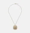 Yvonne Léon Broche Lion 9kt Gold Pendant Necklace With Diamonds, Tsavorites, And Onyx In Gold