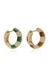 Yvonne Léon Checked 9k Yellow Gold Tiger's Eye; Malachite Hoop Earrings