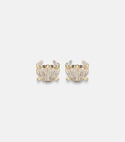 Yvonne Léon Crabe Coquillage 9kt Gold Earrings With Diamonds