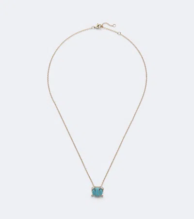 Yvonne Léon Crabe Coquillage 9kt Gold Pendant Necklace With Turquoise And Diamonds In Metallic
