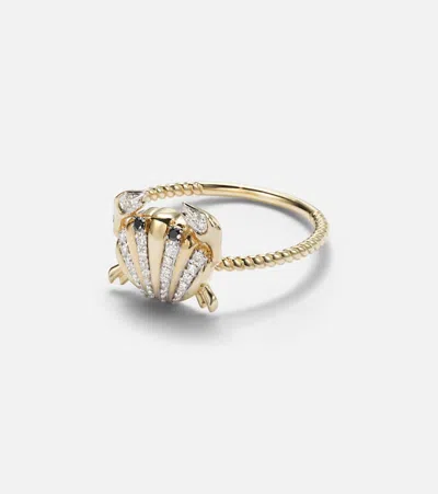 Yvonne Léon Crabe Coquillage Mini 9kt Gold Ring With Diamonds