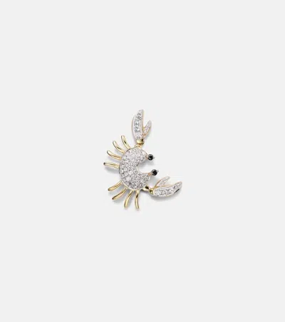 Yvonne Léon Crustacé 9kt Gold Single Earring With Diamonds In Metallic