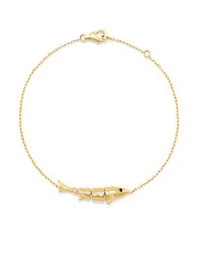 Yvonne Léon Fish Diamond 9k Yellow Gold Chain Bracelet