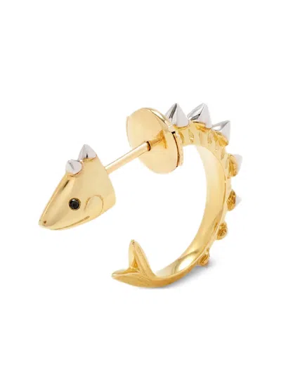 Yvonne Léon Fish Spike Diamond Hoop Earrings In Gold