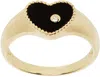 Yvonne Léon Gold Baby Chevaliere Cœur Onyx Ring In 9k Yellow Gold