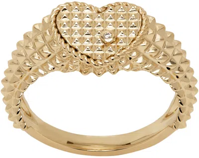 Yvonne Léon Gold Baby Chevalière Cœur Picotti Ring In 9k Yellow Gold