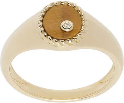Yvonne Léon Gold Baby Chevalière Ovale Ring In 9k Yellow Gold Tig