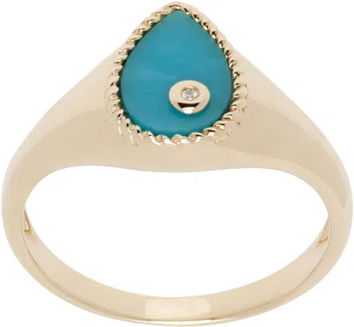 Yvonne Léon Gold Baby Chevalière Poire Ring In 9k Yellow Gold Tur