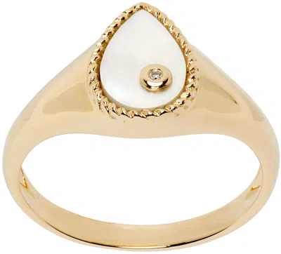 Yvonne Léon Gold Baby Chevalière Ring In 9k Yellow Gold Pearl
