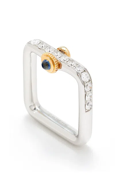 Yvonne Léon Gousset 9k Yellow Gold Diamond; Sapphire Ring In Gold