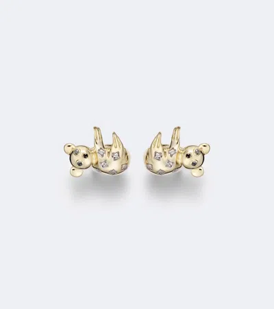 Yvonne Léon Koala 9kt Gold Earrings With Diamonds