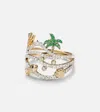 Yvonne Léon La Plage And Sous L'eau Set Of 2 9kt Gold Rings With Gemstones In Gold