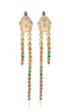 Yvonne Léon Long Python 9k Yellow Gold Multi-stone Earrings In Gold