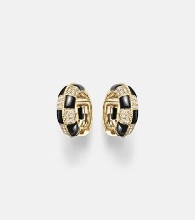 Yvonne Léon Mini 9kt Gold Earrings With Diamonds And Onyx