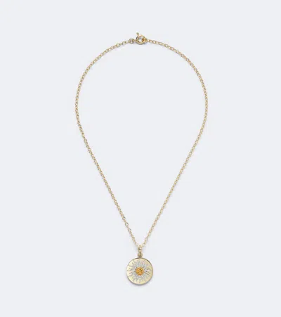 Yvonne Léon Mini Roi Soleil 18kt Gold Pendant Necklace With Diamonds And Citrines In Gray