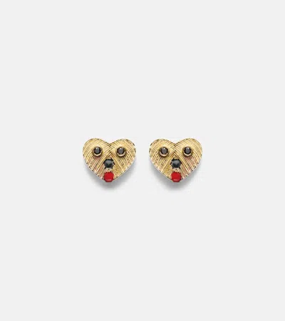 Yvonne Léon Nano Puces 9kt Gold Earrings With Black Diamonds And Enamel