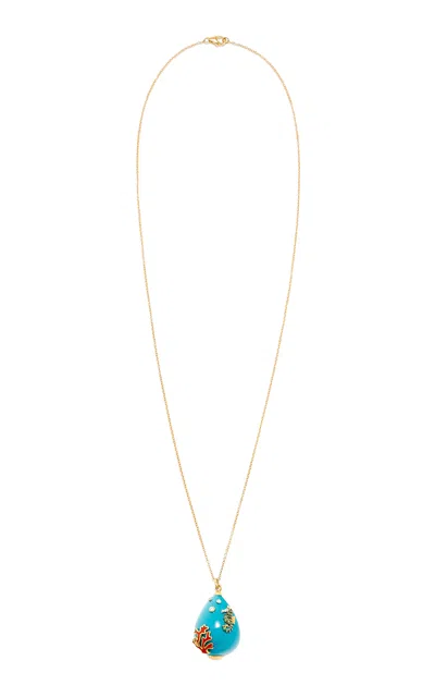 Yvonne Léon Ocean 9k Yellow Gold Necklace In Blue