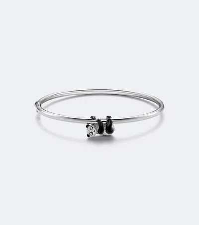 Yvonne Léon Panda 9kt White Gold Bangle With Diamonds In Metallic