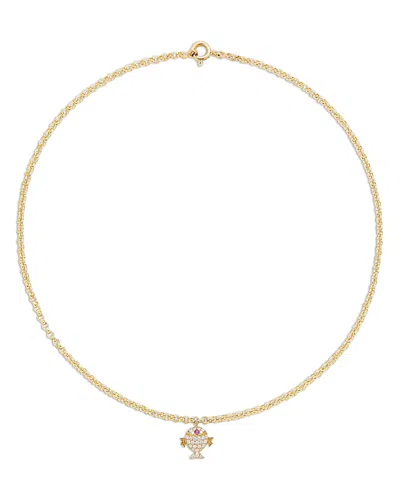 Yvonne Léon Petit Poison Oj Ruby & Gray Diamond Fish Pendant Necklace In 18k Yellow Gold, 14.76
