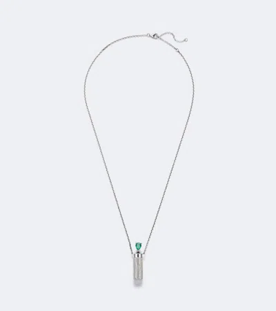 Yvonne Léon Petit Vase Plumetis And Bouchon 9kt Gold Pendant Necklace With Turquoise And Diamonds In Metallic