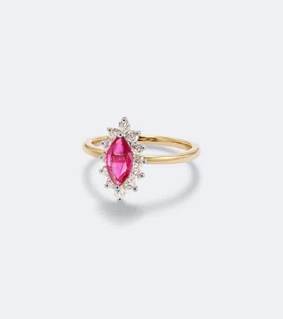 Yvonne Léon Pompadour 18kt Gold Ring With Diamonds And Ruby