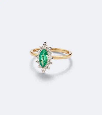 Yvonne Léon Pompadour 18kt Gold Ring With Emerald And Diamonds