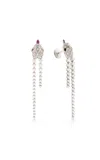 Yvonne Léon Python 9k White Gold Diamond Long Boat Earrings