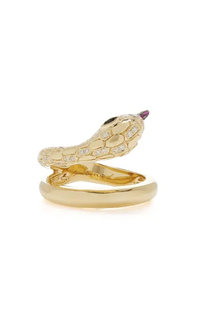 Yvonne Léon Python 9k Yellow Gold Diamond; Spinel Ring