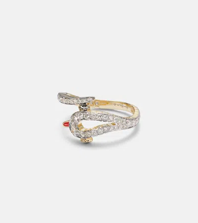 Yvonne Léon Python 9kt Gold Ring With Diamonds