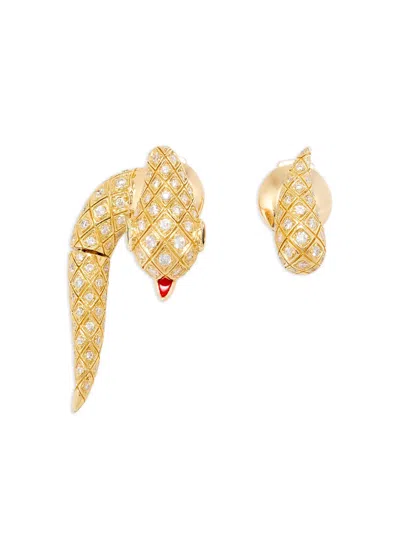 Yvonne Léon Python Diamond Stud Earrings In Gold
