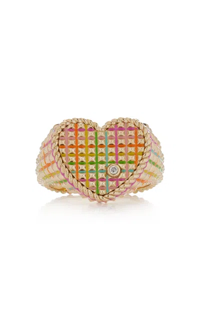 Yvonne Léon Rainbow Picotti 9k Yellow Gold Diamond Ring In Multi
