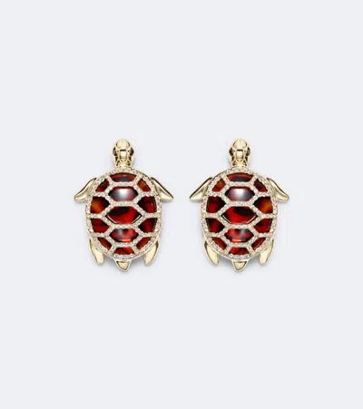 Yvonne Léon Tortue 9kt Gold Earrings With Diamonds And Resin