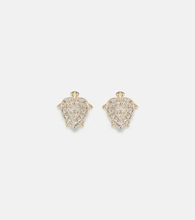 Yvonne Léon Tortue Coeur 9kt Gold Earrings With Diamonds