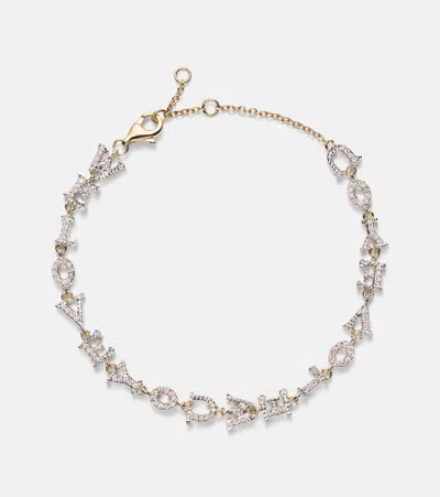 Yvonne Léon We Love You 9kt Gold Chain Bracelet With Diamonds In Metallic