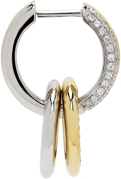 Yvonne Léon White Gold & Gold Double Hoop Single Earring In 9k W & Y Gold