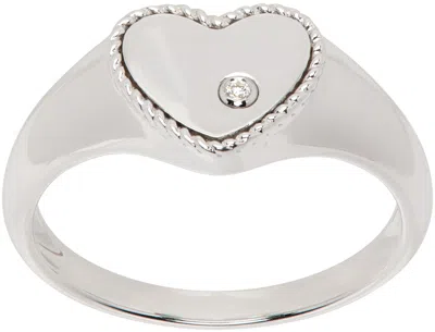 Yvonne Léon White Gold Baby Chevaliere Cœur Ring In Blanc