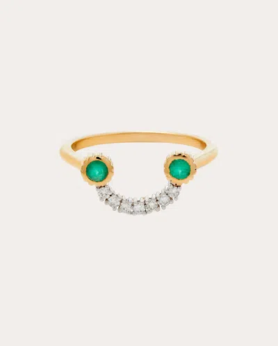Yvonne Léon Women's Diamond & Emerald Smile Ring 18k Gold In Green