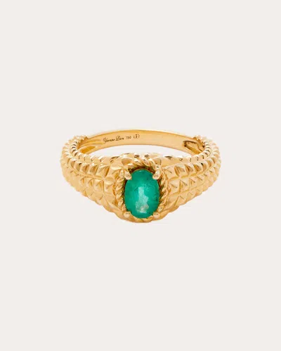 Yvonne Léon Women's Emerald Picotti Oval Baby Signet Ring 18k Gold In Green
