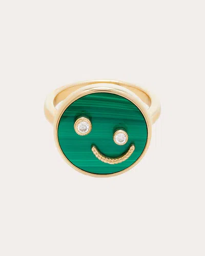 Yvonne Léon Women's Malachite & Diamond Small Smile Ring In Green