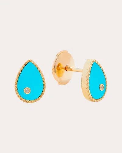 Yvonne Léon Women's Turquoise & Diamond Baby Pear Stud Earrings In Blue