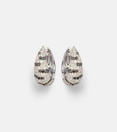 Yvonne Léon Zèbre 18kt White Gold Hoop Earrings With Diamonds In Silver