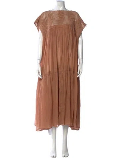 Pre-owned Yvonne S Bateau Neckline Long Dress In Neutral