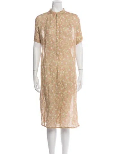 Pre-owned Yvonne S Floral Print Knee-length Dress In Neutrals