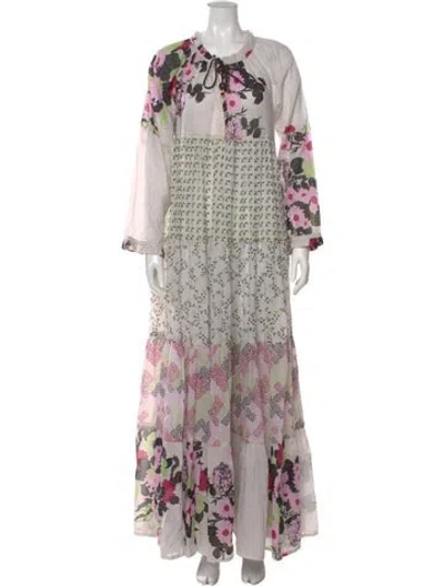 Pre-owned Yvonne S Floral Print Long Dress In Multi